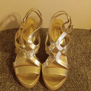 Michael kors gold faux animal skin  espiradilles sandals size 9